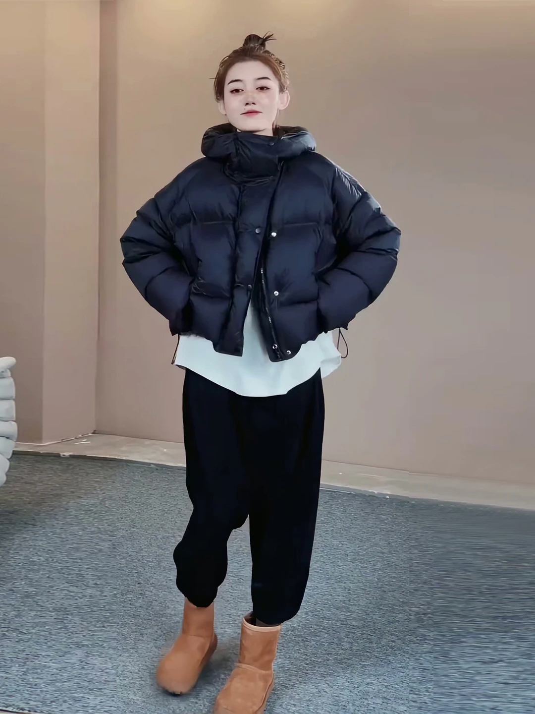 

Bla ort Puffer Jaet Women's Winter Thiened Warm Bread Sle Coat Hooded Commute Sle White Du down Filling Ladies ...