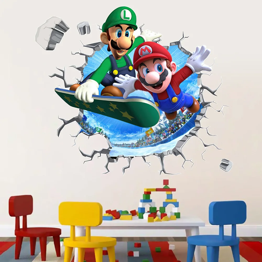 Super Mario Bros Wall Stickers Anime Kids Room Kindergarten Living Room Bedroom DIY Wall Decoration Cartoon Wallpaper Art Decals