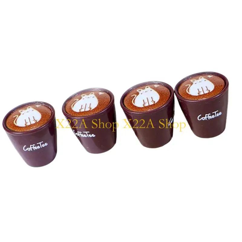 Unique Realistic Latte Art Coffee Cup Model Sturdy Resin Craft Decorative Prop For Photography Display