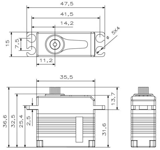KST X15-908 V8.0 9.2Kgf.cm 0.08sek HV Coreless Cyclic Mini Servo für RC-Helikopter und Flugzeuge – Detail 2