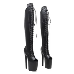 Leecabe 20cm matt pu High Heel Plateaus tiefel Open Toe Pole Dance High Boot