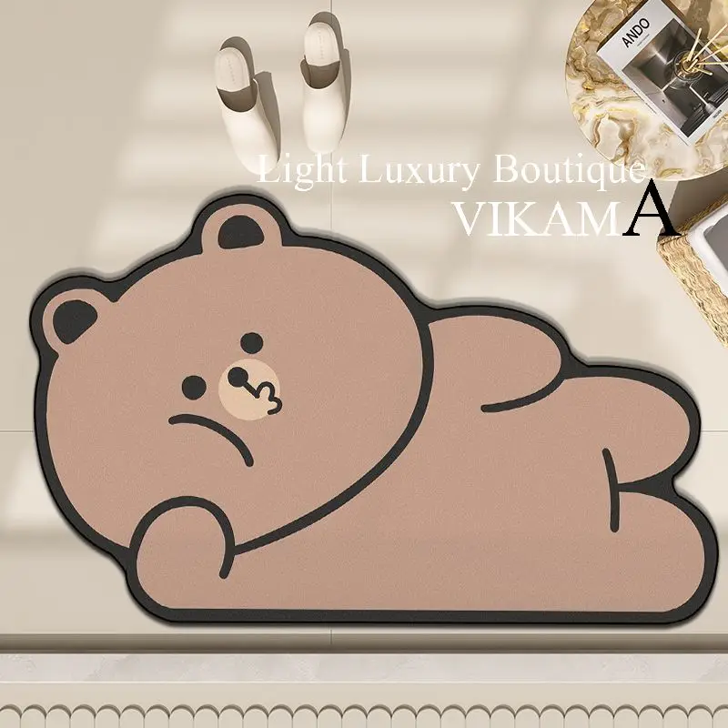 VIKAMA Cartoon Pet PVC Diatomite Water-absorbent Carpet Kitchen Bathroom Entrance Non-slip Floor Mat Household Washable Rug