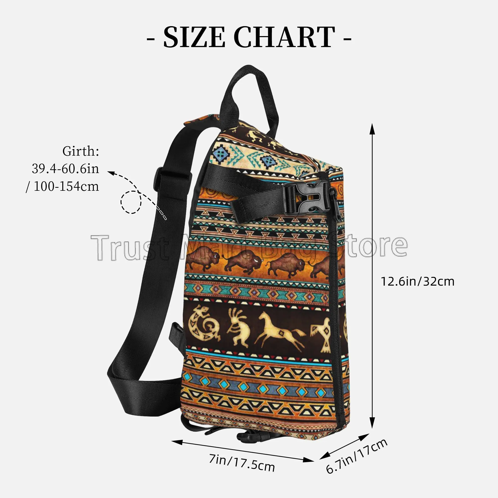 Boho Ethnic Pattern Sling Bag Crossbody Backpack Unisex Casual Chest Bag with Adjustable Shoulder Travel Hiking Casual Daypack