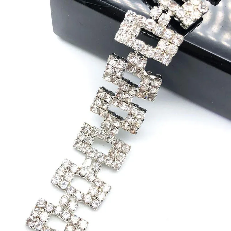 

10Yards Fashion Bling Crystal Rhinestone Trim Beads Fringe Trimming For Bridal Belt Free Shipping