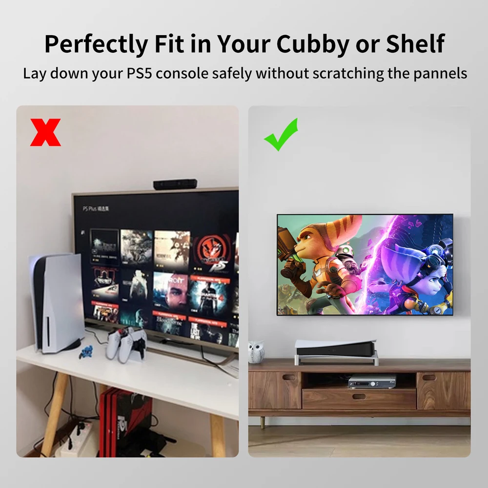 for PS5 Accessories Horizontal Bracket Compatible with PS5 Disc & Digital Editions Consoles Storage Stand ABS Gaming Holder