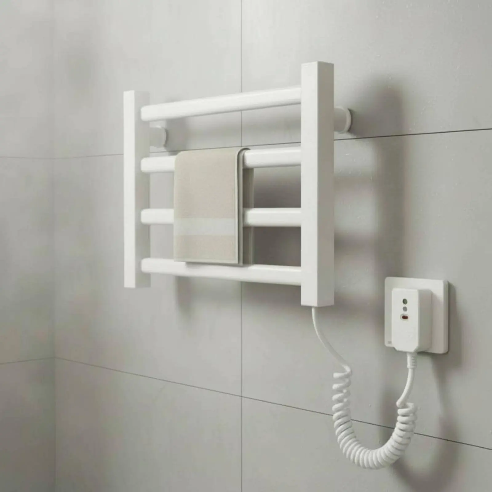 

Electric Heated Towel Rack No Drill Electric Towel Warmer Bathroom Accessory Fast Drying Waterproof for Restroom