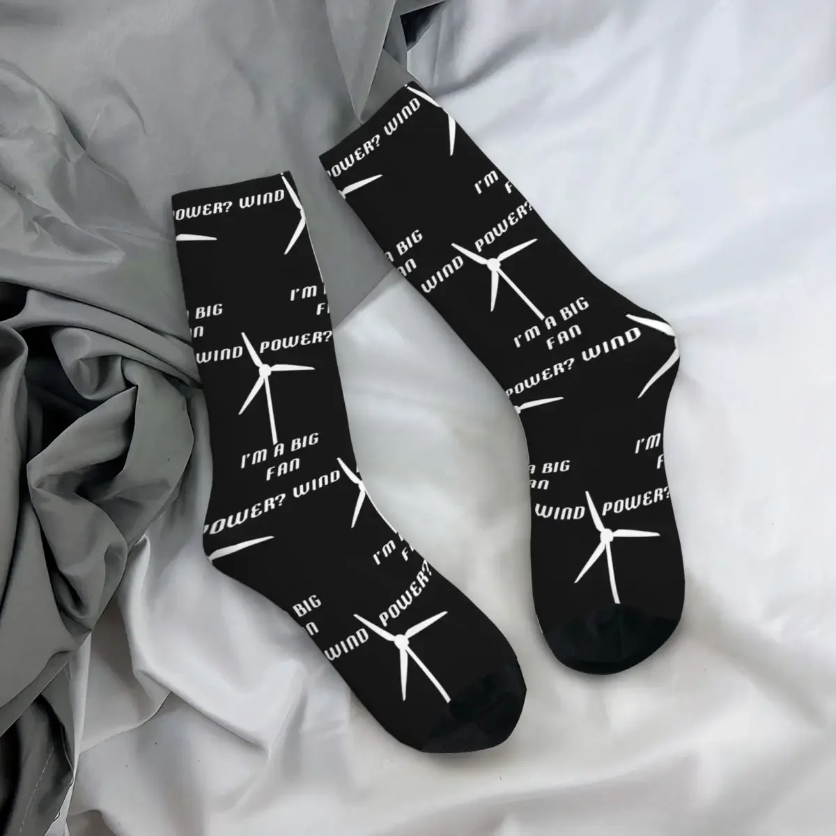 

All Seasons Crew Stockings Wind Power I'm A Big Fan - Wind Generator Socks Harajuku Long Socks Men Women Valentine's Day Gifts