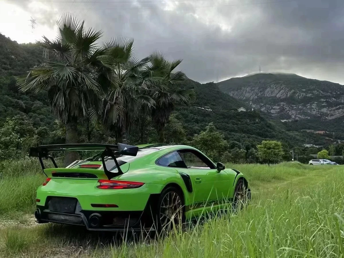 GT2 RS نمط ألياف الكربون طقم الجسم لبورشه 911 991.2 GT2RS مصدات السيارة المصد الأمامي المصد الخلفي الجانب تنورة المفسد