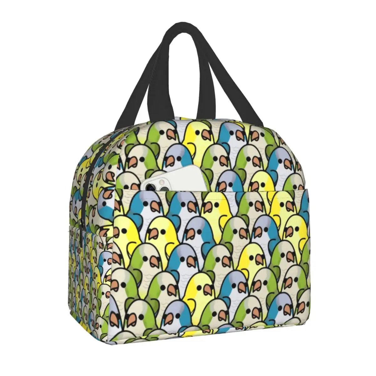 

Quaker Parrots Squad Insulated Lunch Bag for Women Waterproof Parrot Birds Cooler Thermal Lunch Box Office Work School Picnic