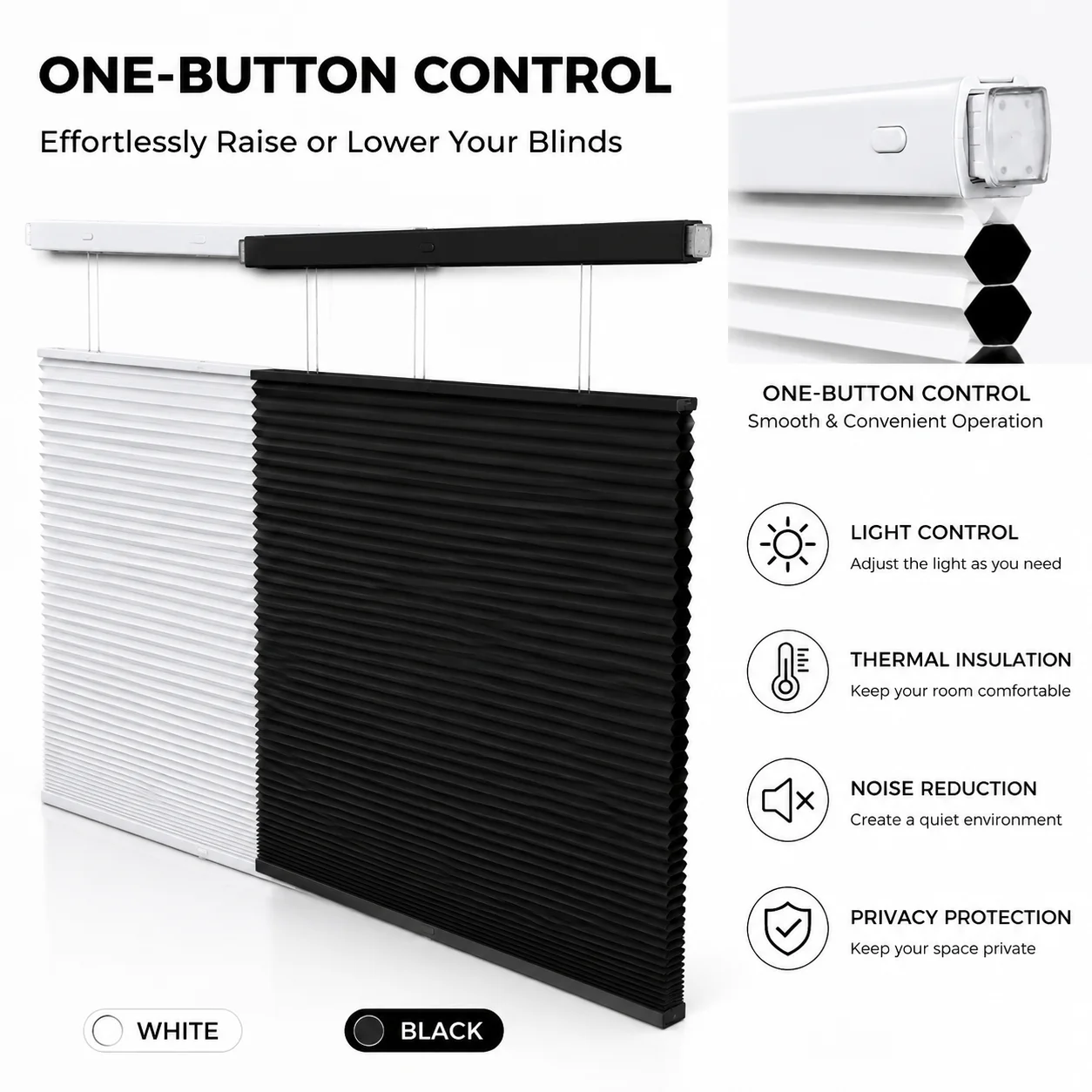 Custom Size No Drill Honeycomb Blinds Top Down Bottom Up Blackout Cellular Shades Cordless Thermal Insulated Window Coverings