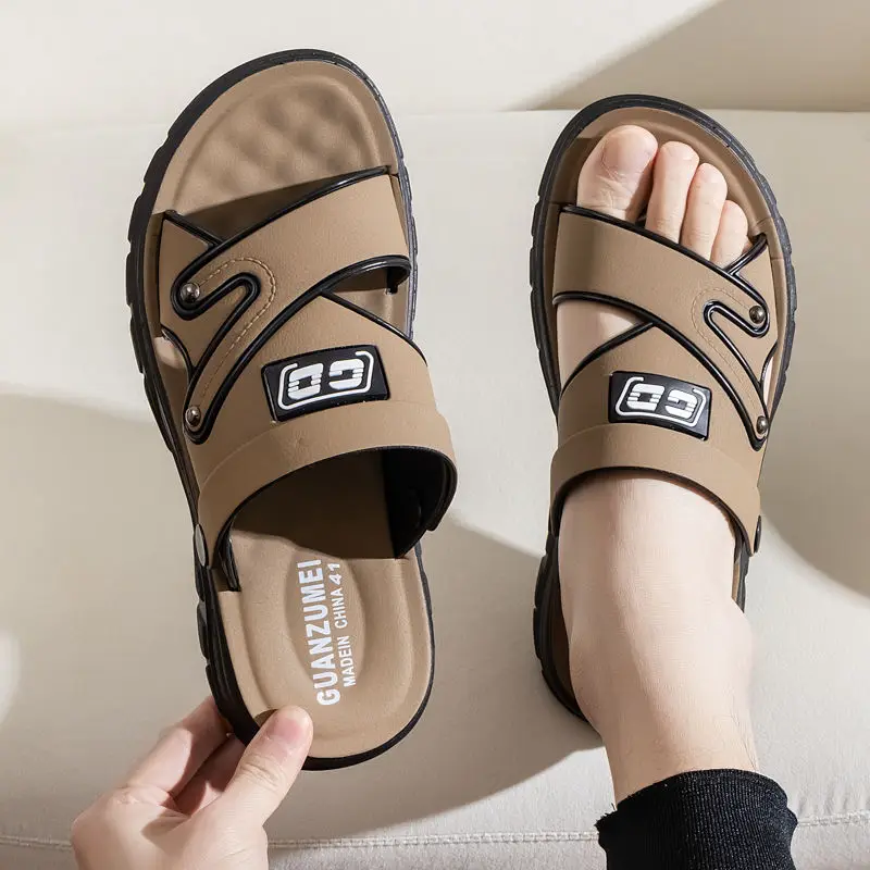 

Man Sandals Hiking Indoor Beach Soft Outdoor with Platform Ankle Wrap Open Shoes for Men Trekking Slippers Height Expensives Eva