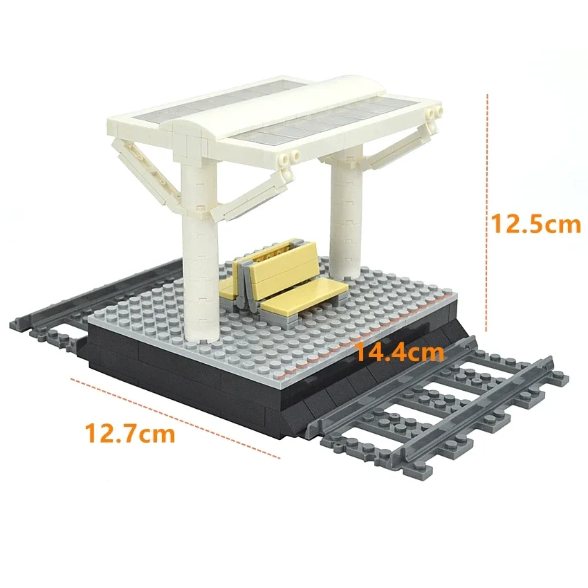 DIY Bricks MOC Building Blocks City Trains Bridge with Tracks Railway Traffic Light Sign Block Lever Station Educational Parts