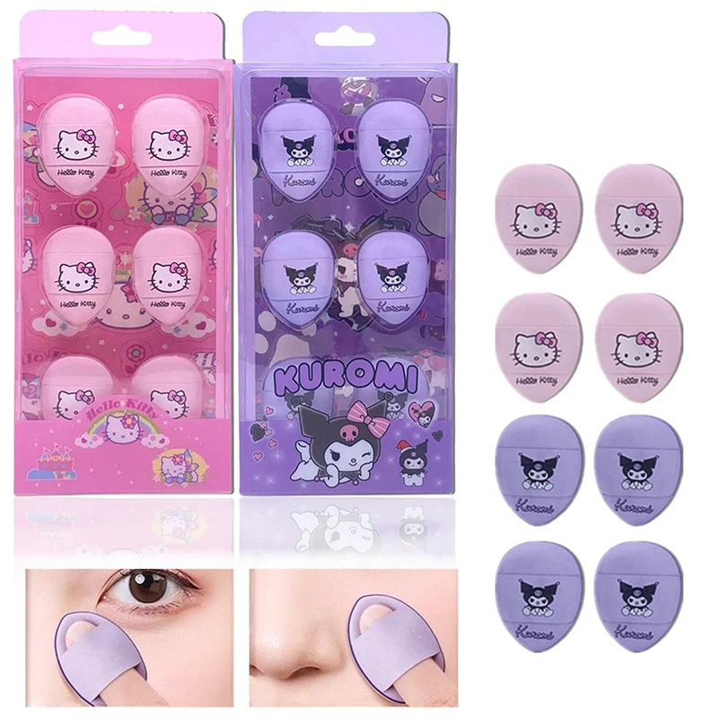 6pcs Sanrio Hello Kitty Kuromi Thumb Cushion Puff Finger Puff Fingertip Mini Beauty Makeup Sponge Cosmetic Puff Beauty Tools