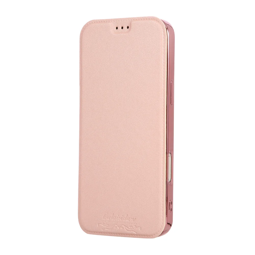 Luxuriöse transparente Flip-Lederhülle mit Kartenfächern für iPhone 18 16 17 Pro Max 14 15 13 12, plattierte weiche Silikonhülle – Detail 8