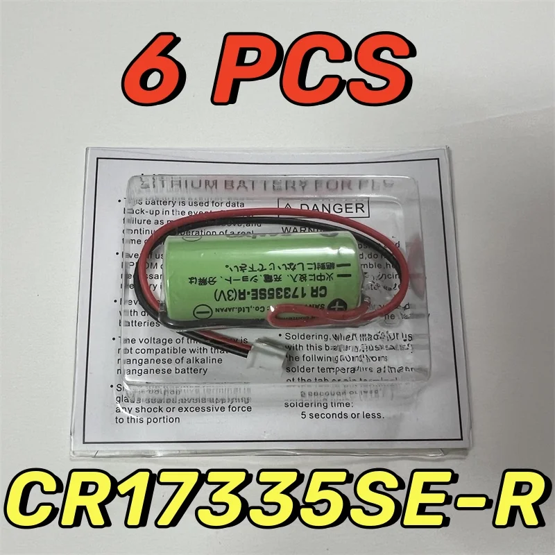 6PCS Original SANYO CR17335SE 3V 17335 CR17335 CR2/3A 3V 1800mAh PLC Lithium Battery Green Case With White Connector