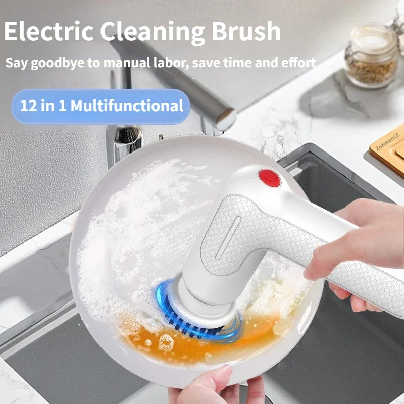 9-in-1 Electric Cleaning Brush Wireles Electric Spin Cleaning Scrubber Electric Cleaning Tool Kitchen Bathroom Cleaning Machine