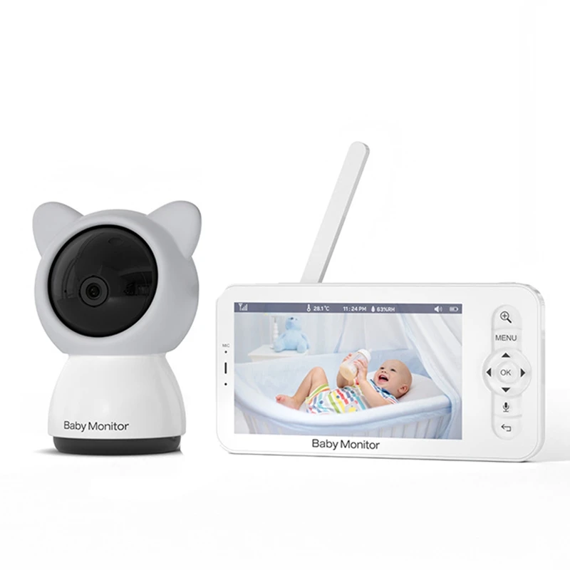 

HD Wifi Baby Monitor With APP,5 Inch 1080P Zoom Baby Camera,Night Vision,2-Way Talk,3000Mah Battery,1000Ft