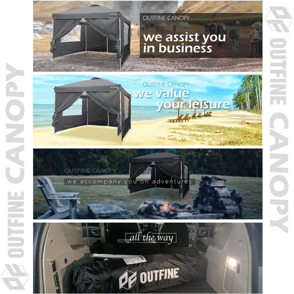 Imagem -06 - Outdoor Waterproof Canopy Toldo Canopies Partido Cordas Laterais Removíveis Black Canopy Tent Tarp Camping Acessórios x4