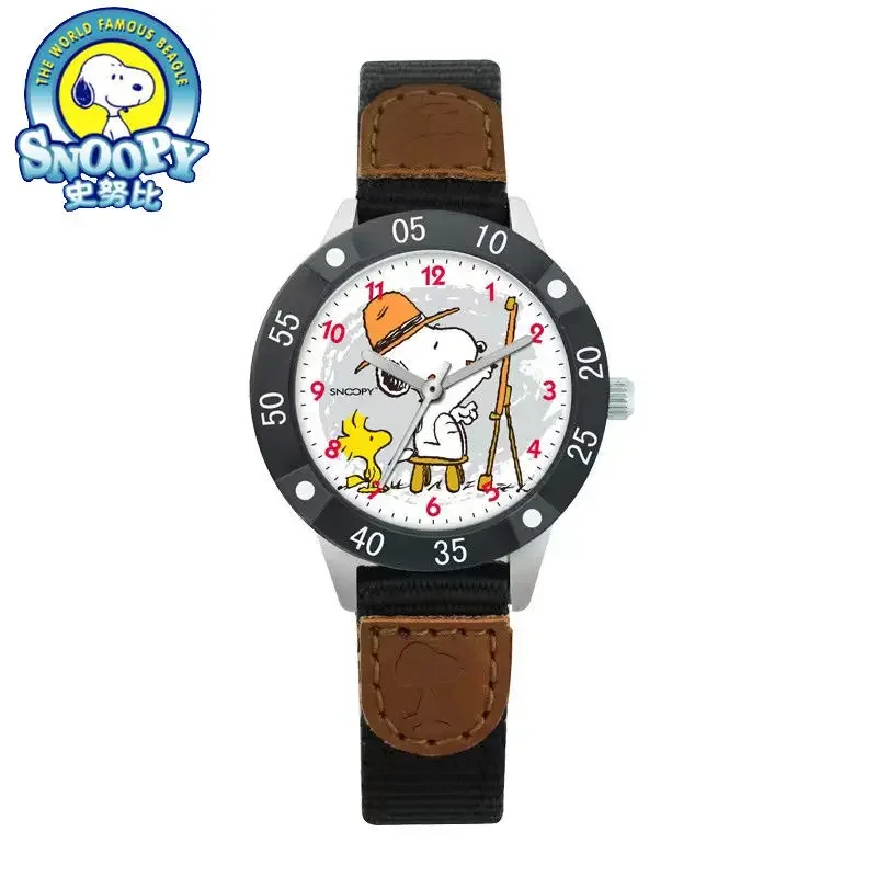 Snoopy cartoon animation peripheral children\'s versatile fashion simple quartz pointer watch nylon strap gift for boys and girls