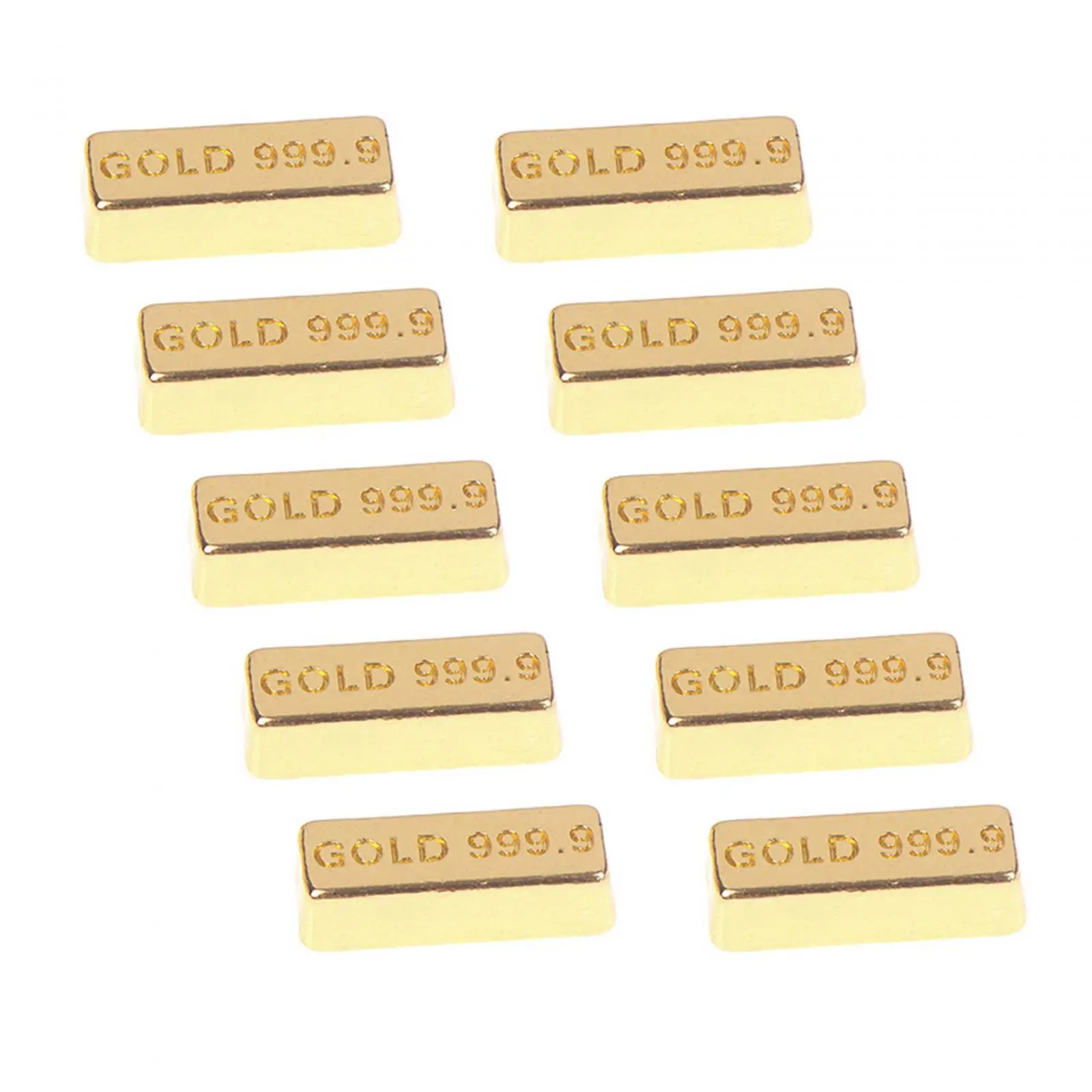 10Pcs 1:12 Miniature Artificial Gold Bar Model, Pretend Play Miniature Alloy