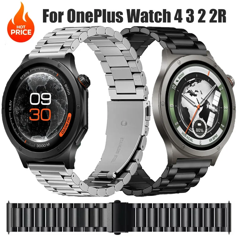 Bracelet en métal 18MM 22MM pour montre OnePlus 4 3 2 2R/OnePlus 43mm 46mm, bracelet en acier inoxydable pour montre Oppo X X2 X3/Oppo S/4Pro
