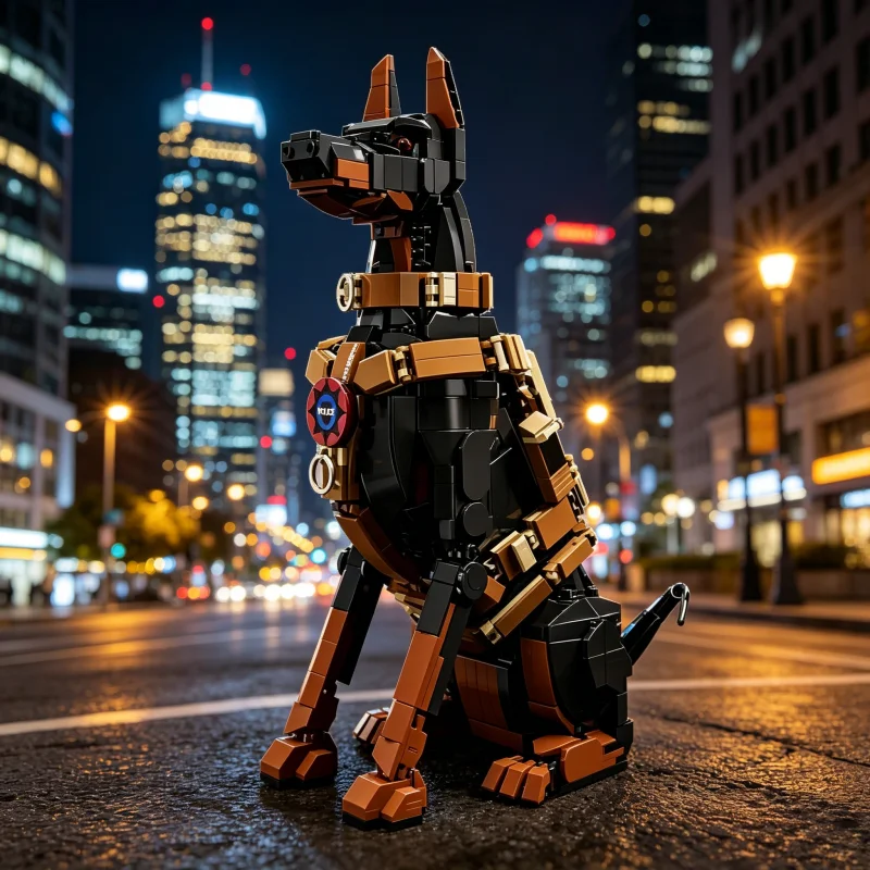 

1376-piece Granule Doberman Guard Dog Building Blocks with Movable Limbs, an Educational Puzzle Toy, Ideal Decorative Ornament a