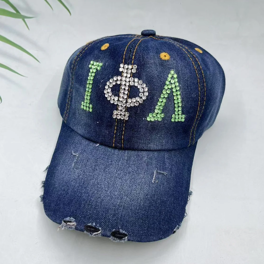 Iota Phi Lambda Greek logo letter rhinestone hat for sisters