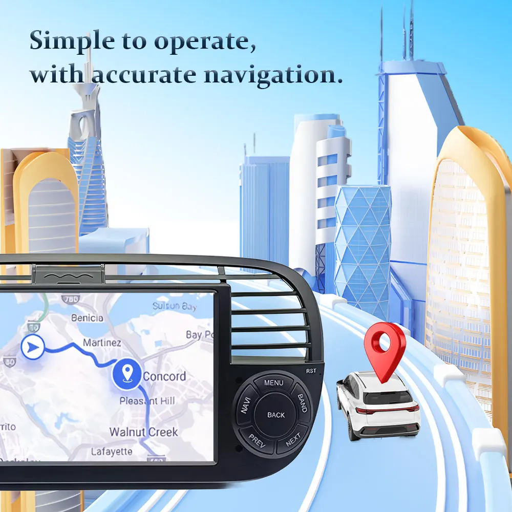 7 "مشغل الوسائط المتعددة شاشة تعمل باللمس لشركة فيات 500 أبارث 2007 - 2015 نظام تحديد المواقع نافي أندرويد 15 اللاسلكية Carplay السيارات راديو السيارة فيديو DSP #3