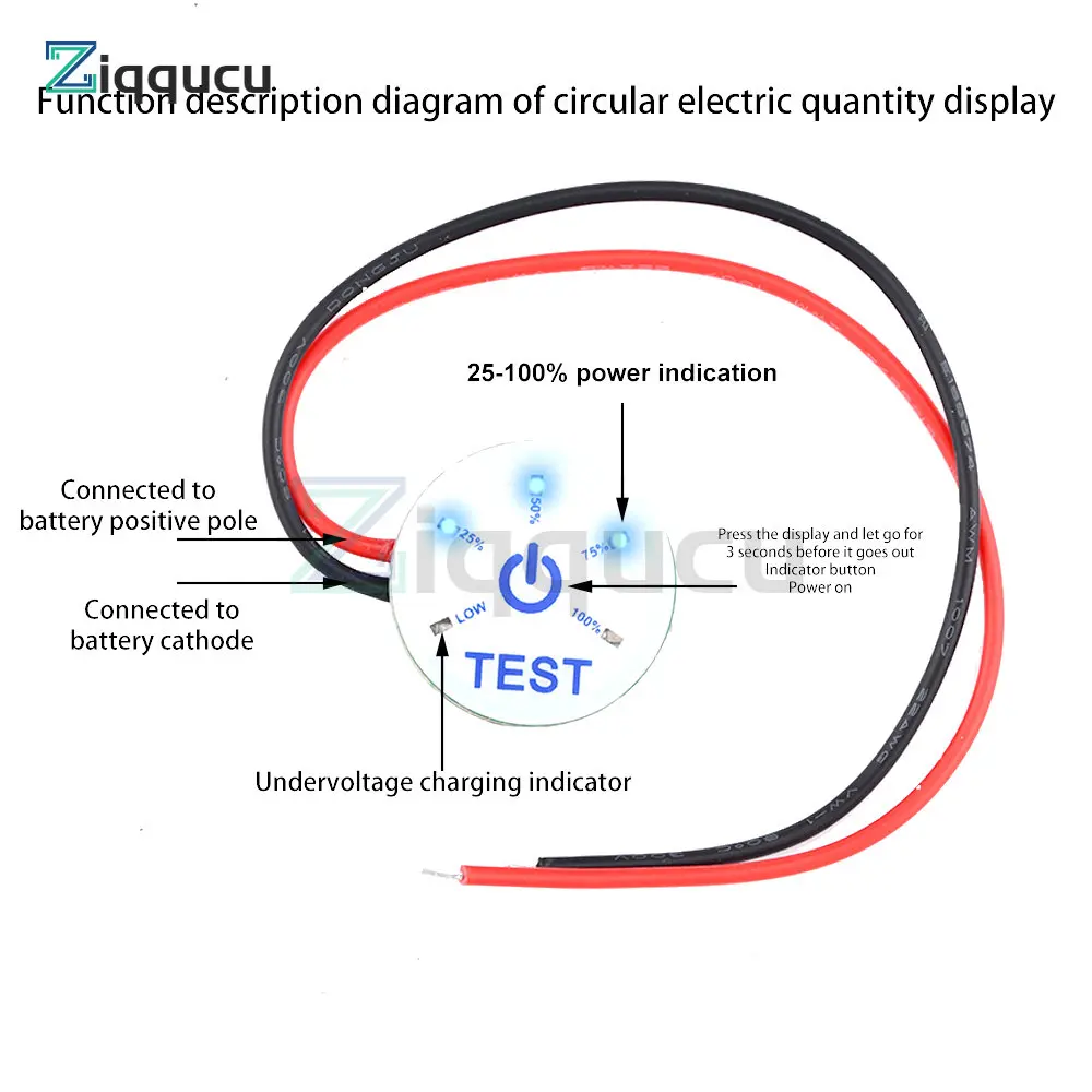 1S 2S 3S 4S 5S 6S 12V display di alimentazione della batteria al piombo indicatore di alimentazione della batteria rotondo sotto tensione prompt