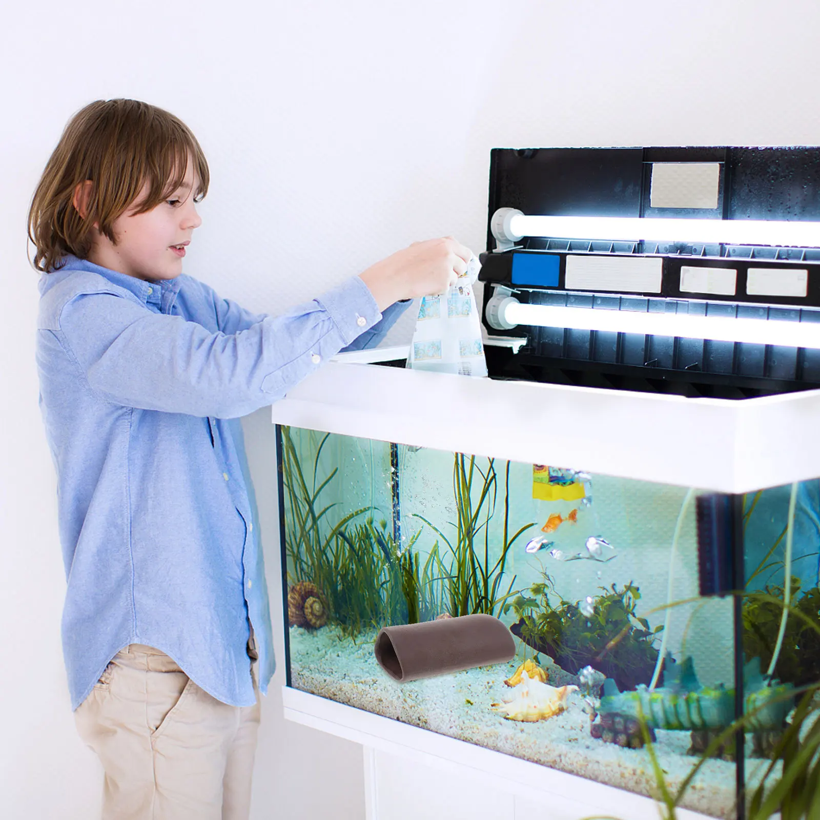 

Fish Shrimp Hiding House Ceramic Aquarium Cave Breeding Shelter Safe Non-Polluting Natural Decor for Fish Tank Pond Environment