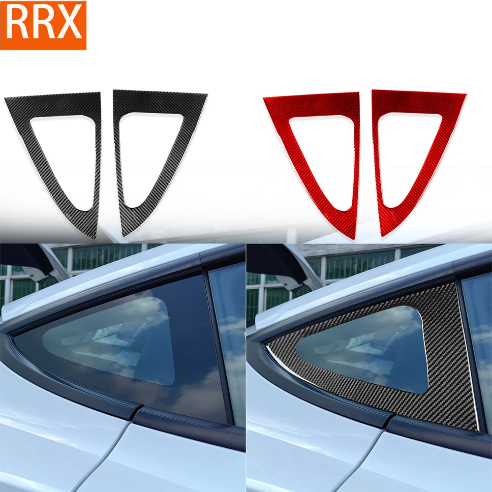 For Tesla Model 3 Highland 2023 2024 Rear Window Triangle Trim Panel Cover Real Carbon Fiber Stickers Accessories For Vehicles