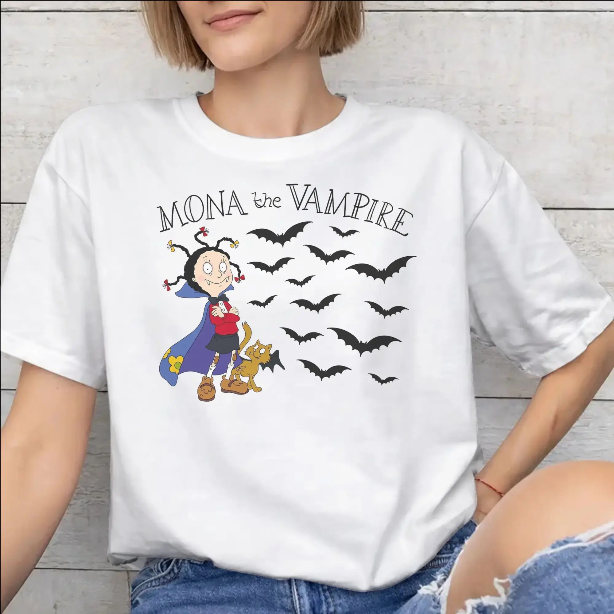 Mona The Vampire Anime Merch Men Women T Shirts 100% Cotton Tee Printed  T-shirt Clothing