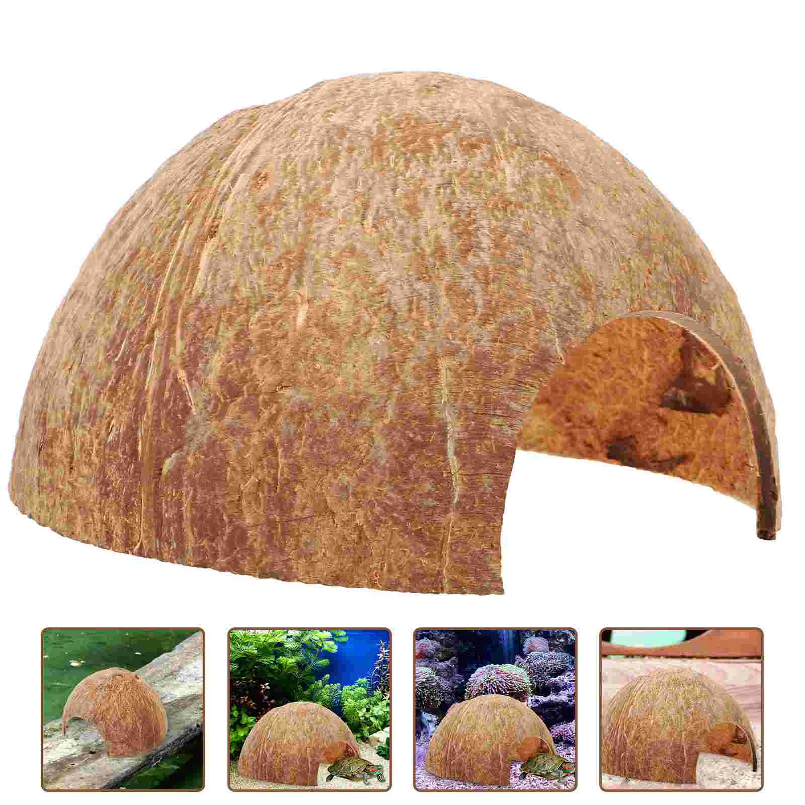 Reptile Hide Coconut Hideout House Container Terrarium Coconuts Shell Hermit Crab Supplies