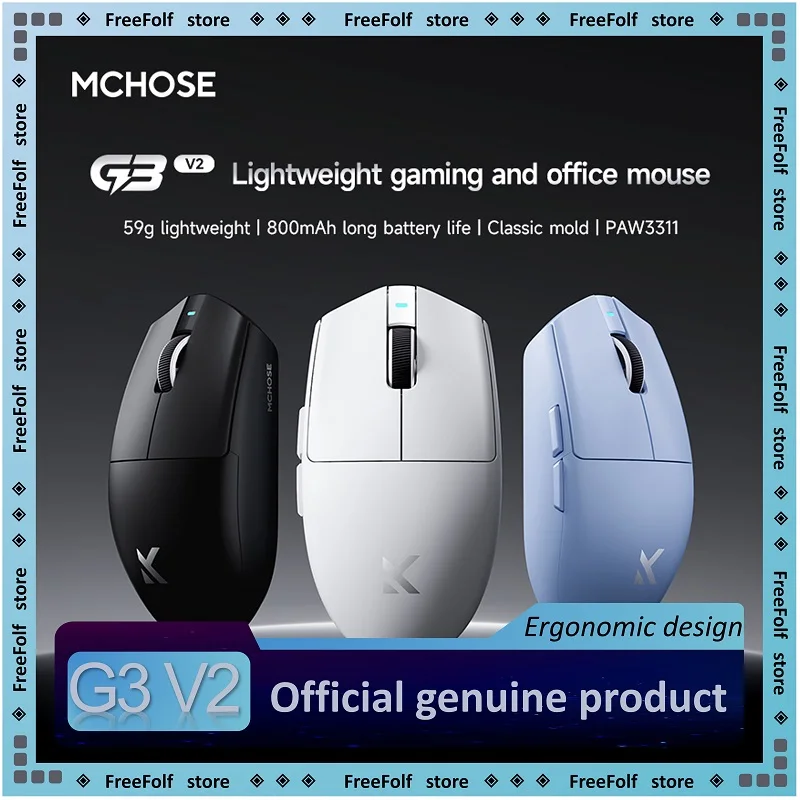 

MCHOSE G3 V2 Gaming Mouse PAW3311,12000DPI,Bluetooth/2.4G/Wire Tri-mode, Lightweight, Ergonomic, for Laptop/PC