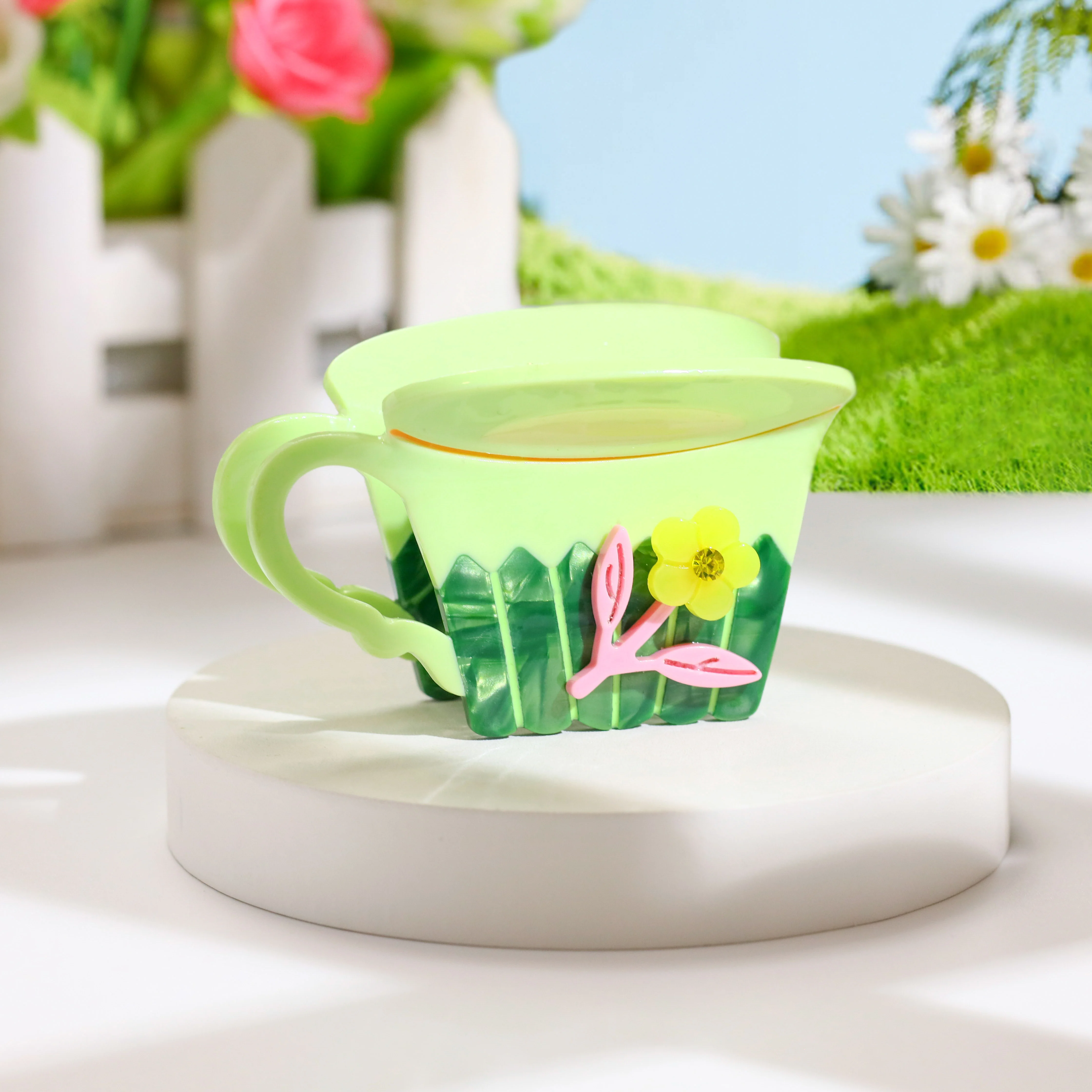 Duoshang Nieuwe Stijl Bloem Thee Cup Acetaat Haarklauw Licht Luxe Eco-Vriendelijke Klauw Clip Haar Clip Voor Vrouwen Haaraccessoires