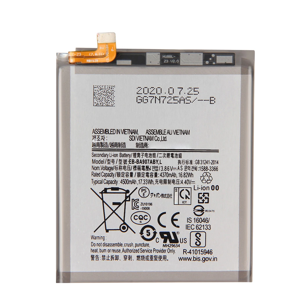 Replacement Battery EB-BA907ABY For Samsung Galaxy S10 Lite Rechargeable Battery 4500mAh