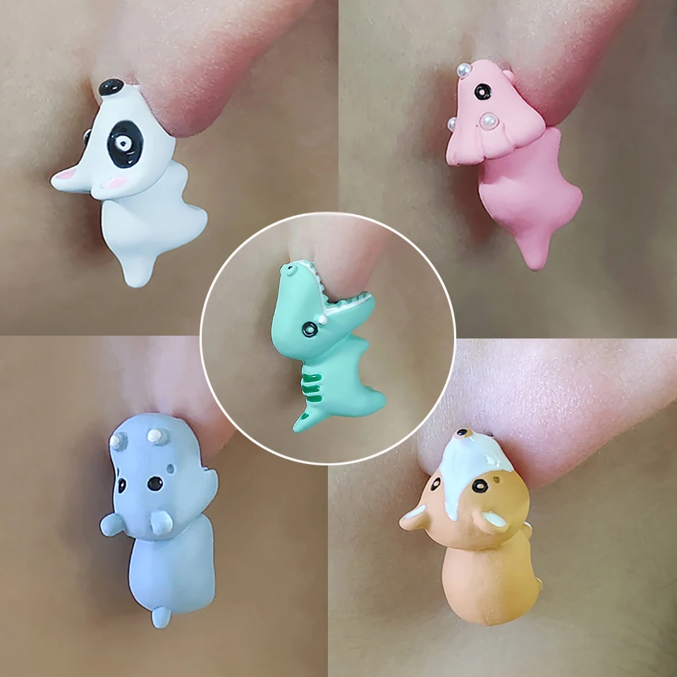 New Trend Fashion Cartoon  Animal Earrings Women Creative Personality Alloy Corgi Shark Studs Jewelry Gift 2022 Wholesale