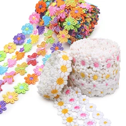 1 Yard Colorful Daisy Flower Lace Trim Knitting Wedding Embroidered Diy Handmade Patchwork Ribbon Sewing Supplies Crafts