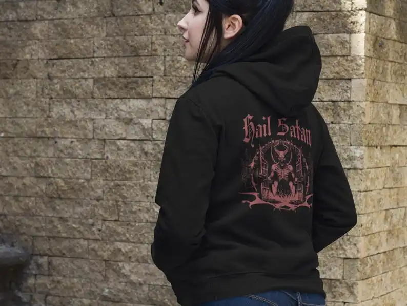 هيل القوطية هوديي القوطية والساحرة هدية لمحبي النمط الداكن، هدية للقوطية، غامض هوديي البلوز الشيطاني #4