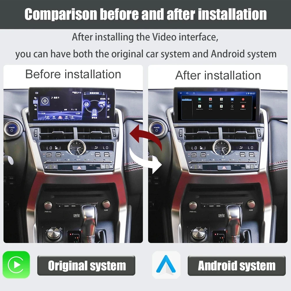 Viknav Car Video interface For LEXUS NX 2017-2020 Android Auto wireless Carplay interface with screen touchpad and 360 AHD