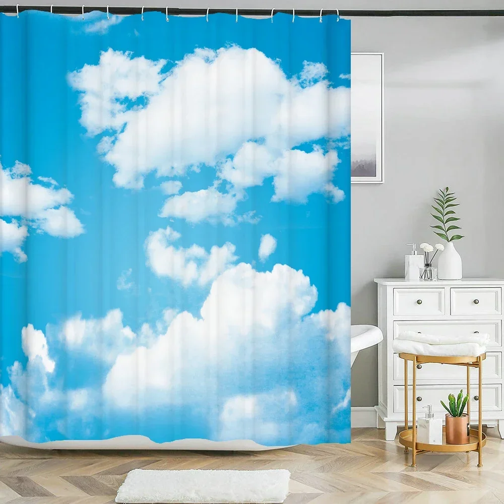 Sunny Sky Printed shower curtain natural Scenery bath curtain waterproof fabric bathroom curtain with Hook for home decor