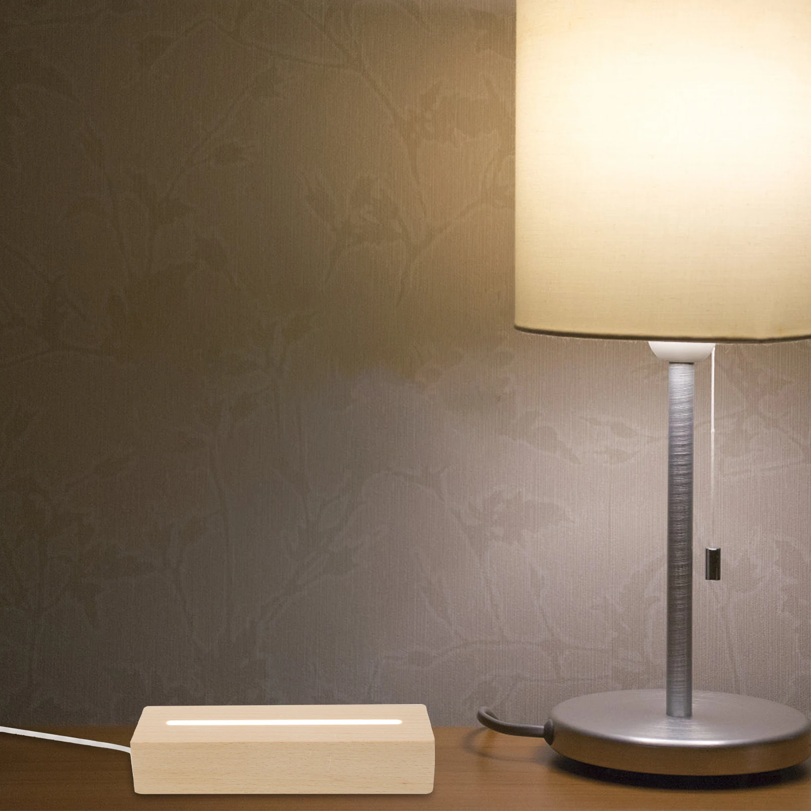 

Multipurpose Wooden Light Base Creative Lamp Holder Decorative LED USB Lamp Stand for Home Bedroom Living Room Display Light