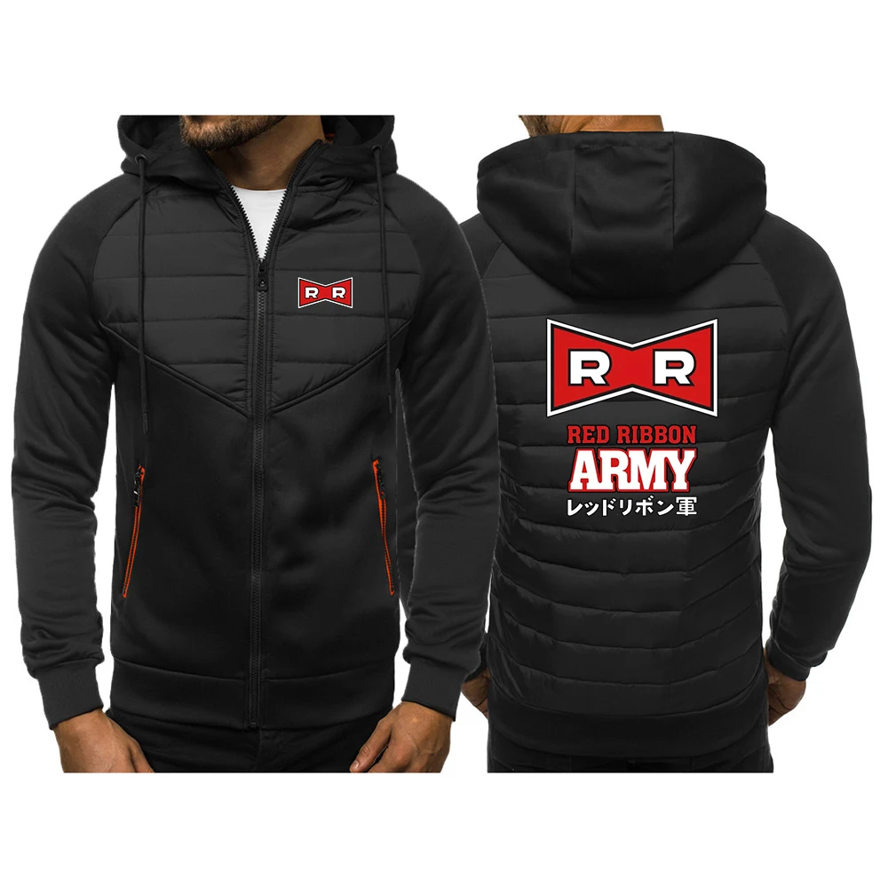 Trendy Hooded Jacket Red Ribbon Army Logo Print 2026 Spring And Autumn Men's High Street Popular Handsome Cardigan Hoodies Coat