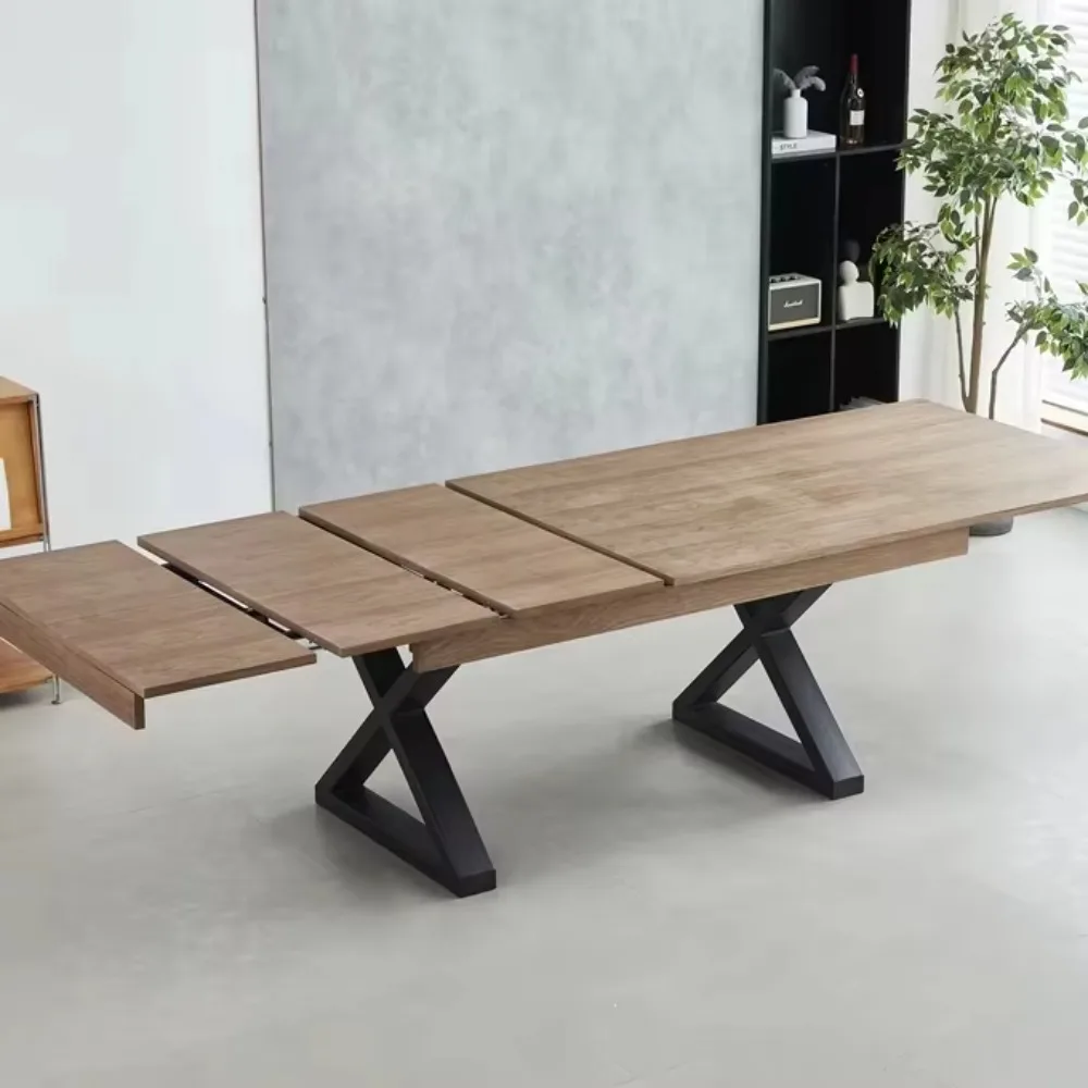 طقم طاولة طعام وكرسي فاخر قابل للتمديد مكون من 8 قطع بتصميم خشبي حديث للاستخدام المنزلي والفندقي للشقق وغرف الطعام #2