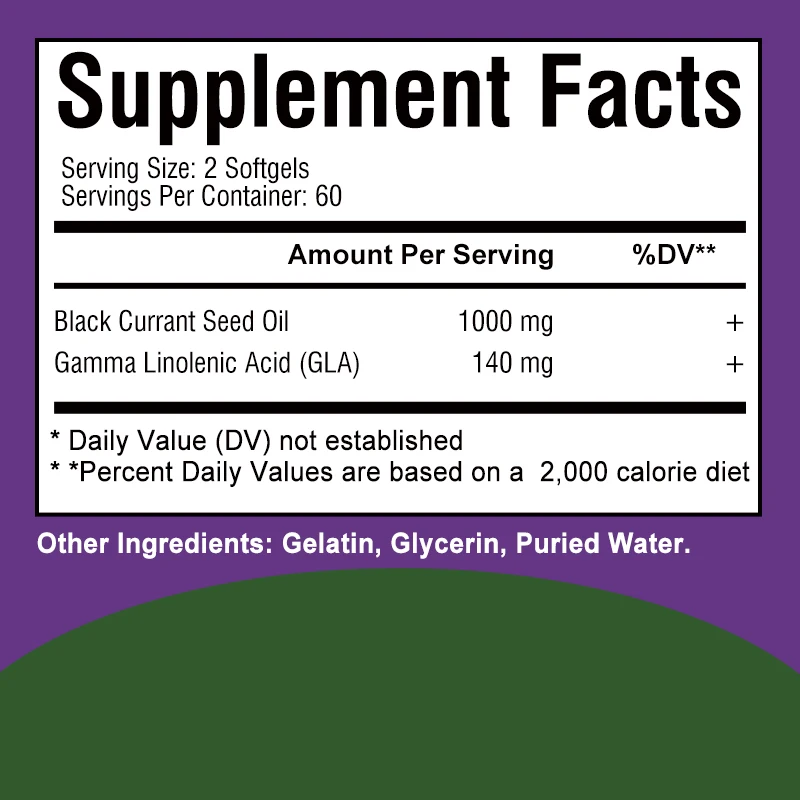 Black Currant Oil 1000 Mg - Cold Pressed Pure Black Currant Seed Oil - 140 Mg GLA Per Serving - Regulates Hormonal Balance