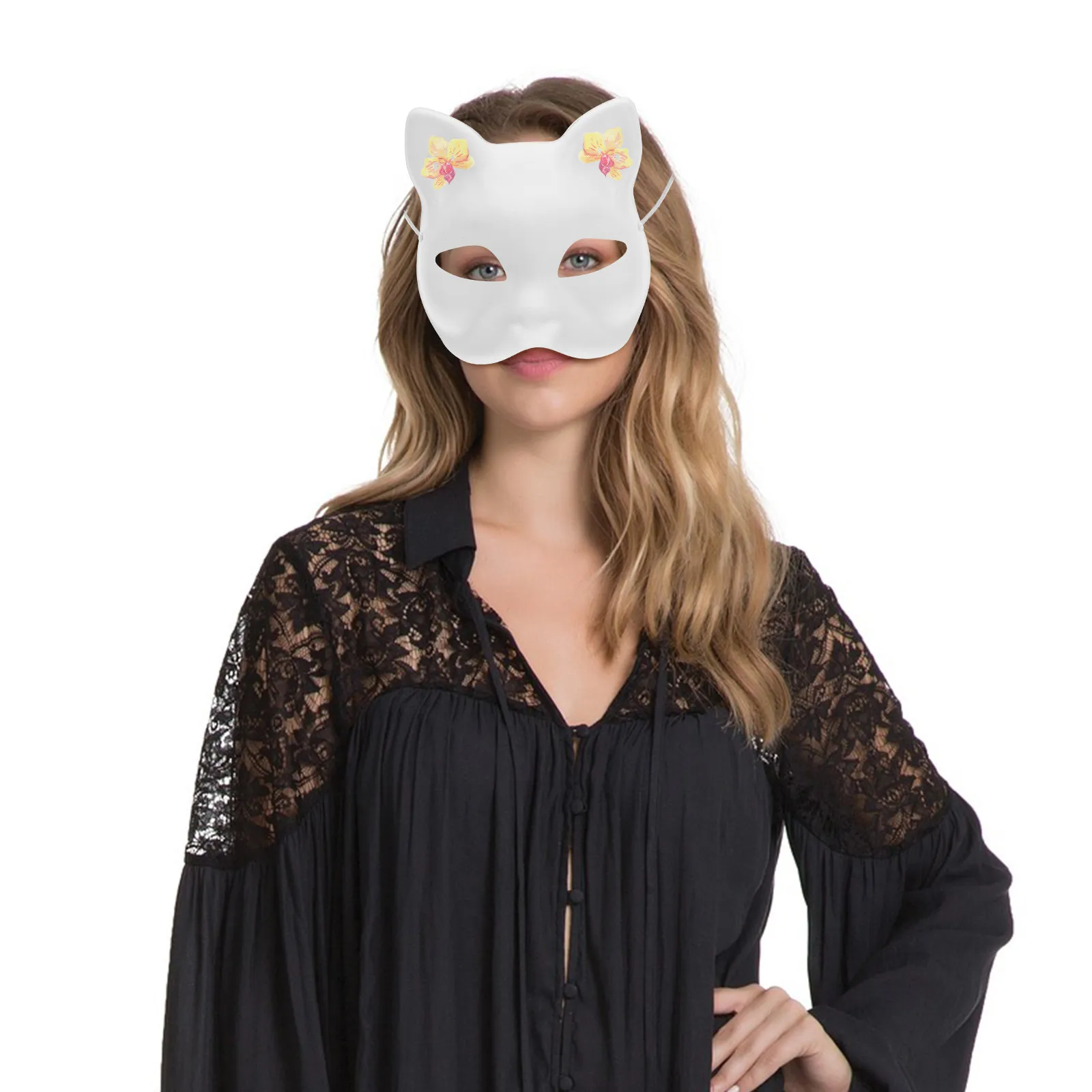 

4Pcs Half Cat Masks Blank Paper DIY Animal Mask for Casual Party Masquerade Stage Performance Craft Supplies Cat Mask