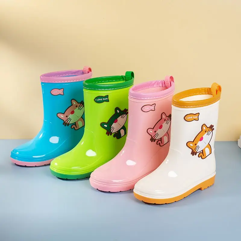 أحذية المطر للأطفال مقاومة للماء ومضادة للانزلاق أحذية الأطفال بطباعة كرتونية ملابس ضد المطر لمنتصف الساق للأولاد والبنات أحذية خفيفة الوزن للأطفال الصغار #5