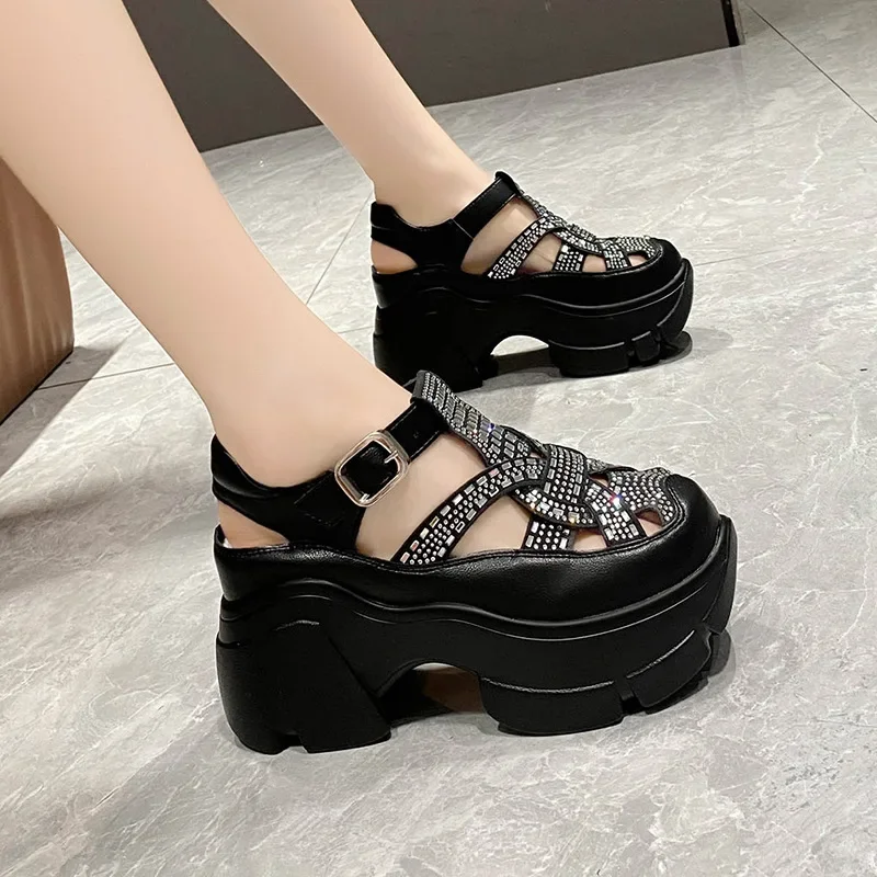 Dad Sandals Women\'s 2024 Summer New Platform Shoes Water Diamond Sports Roman Sandals Soft Sole Outdoor Casual Shoes  Sandal