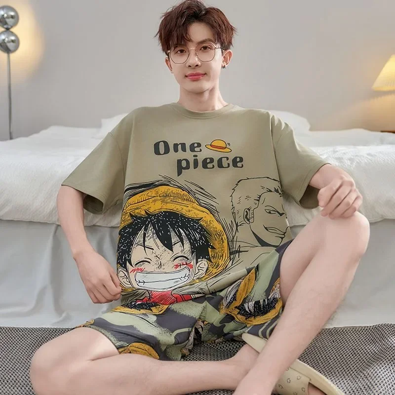 

Anime One Piece Naruto Luffy Pajamas Sets Soft Comfortable Man Women Sleepwear Cotton Loose Pyjama Suit Loose Home Clothes gifts