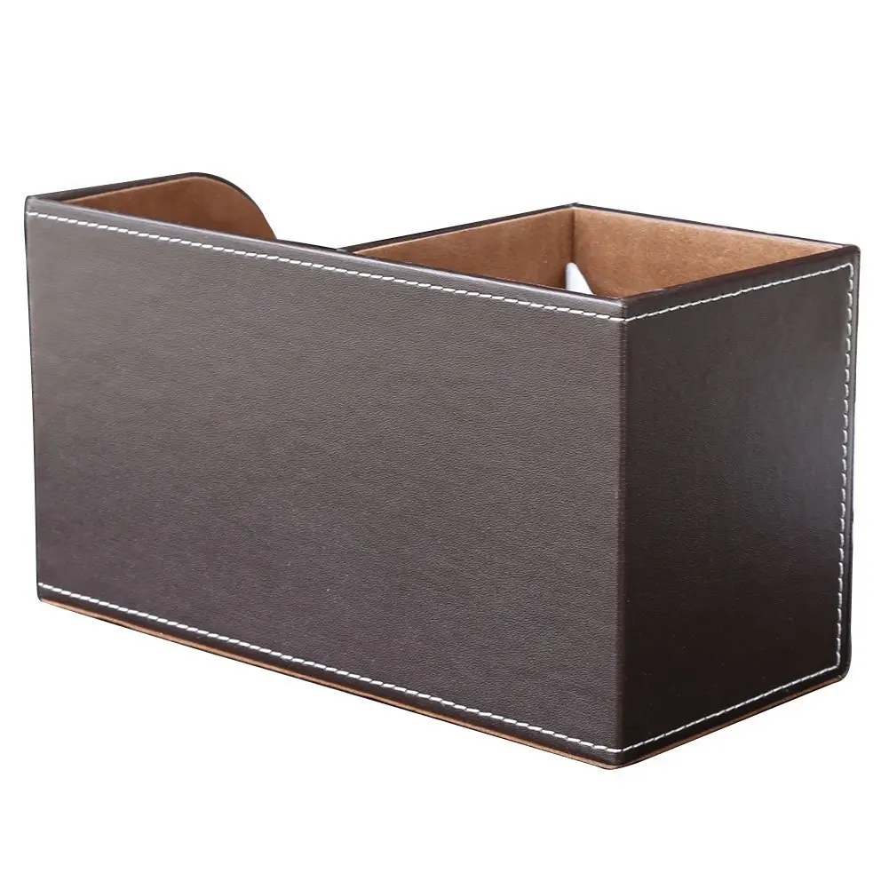 PU 가죽 다기능 책상 문구 정리 보관함, 펜 연필, 휴대폰, 명함, 원격 제어, 1 개